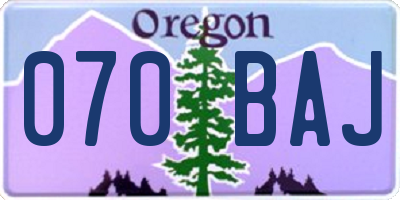 OR license plate 070BAJ