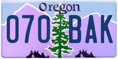 OR license plate 070BAK