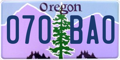 OR license plate 070BAO