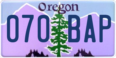 OR license plate 070BAP