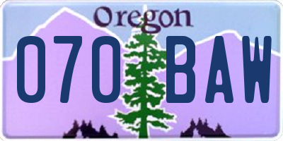 OR license plate 070BAW