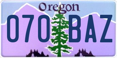 OR license plate 070BAZ