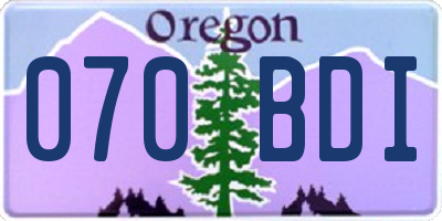 OR license plate 070BDI