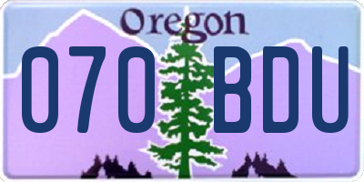 OR license plate 070BDU