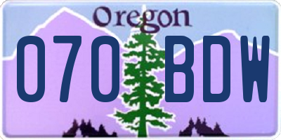 OR license plate 070BDW