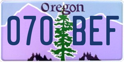 OR license plate 070BEF