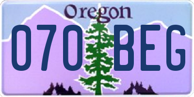 OR license plate 070BEG