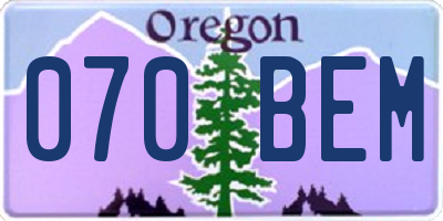 OR license plate 070BEM