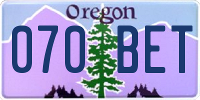 OR license plate 070BET