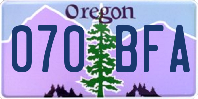 OR license plate 070BFA