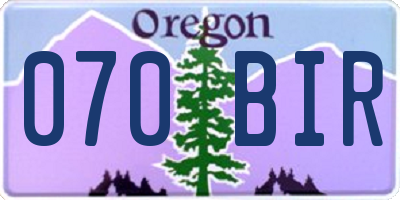 OR license plate 070BIR