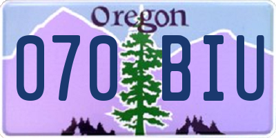 OR license plate 070BIU
