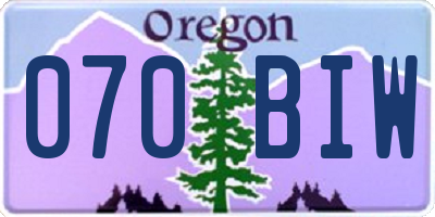 OR license plate 070BIW