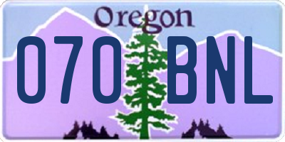 OR license plate 070BNL