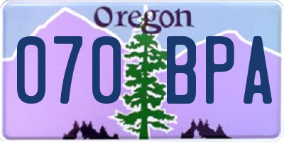 OR license plate 070BPA