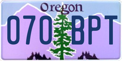 OR license plate 070BPT