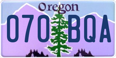 OR license plate 070BQA