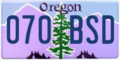 OR license plate 070BSD