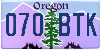 OR license plate 070BTK