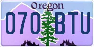 OR license plate 070BTU