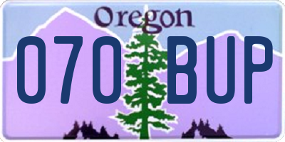 OR license plate 070BUP