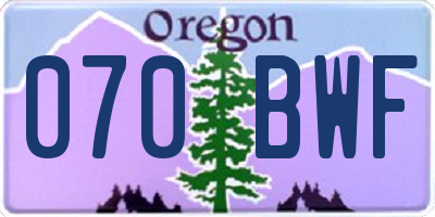 OR license plate 070BWF