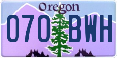 OR license plate 070BWH