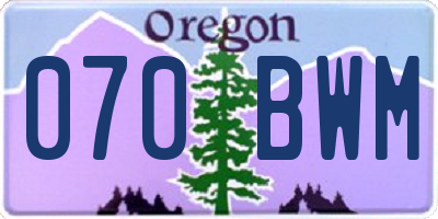 OR license plate 070BWM