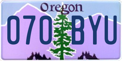 OR license plate 070BYU