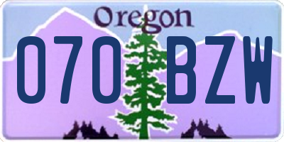 OR license plate 070BZW