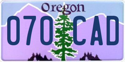 OR license plate 070CAD