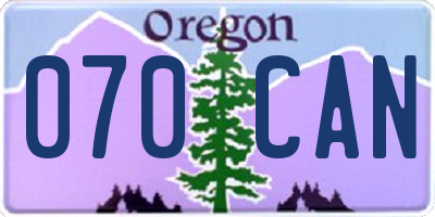 OR license plate 070CAN