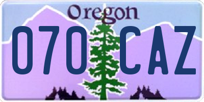 OR license plate 070CAZ
