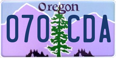 OR license plate 070CDA