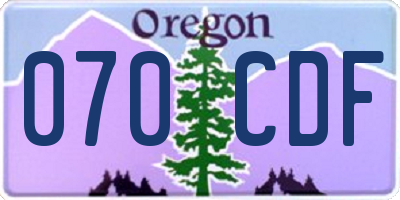 OR license plate 070CDF