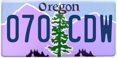 OR license plate 070CDW