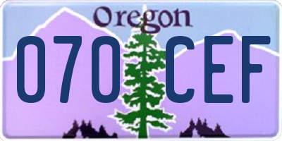 OR license plate 070CEF