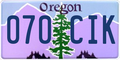 OR license plate 070CIK