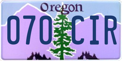 OR license plate 070CIR