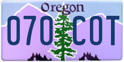OR license plate 070COT