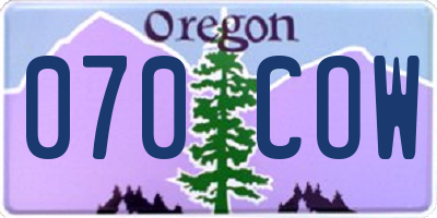 OR license plate 070COW