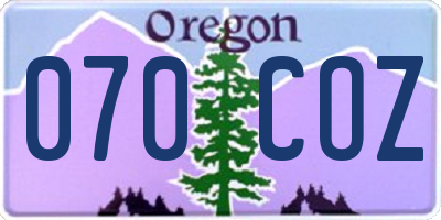 OR license plate 070COZ