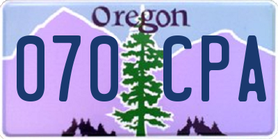OR license plate 070CPA
