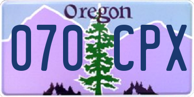 OR license plate 070CPX