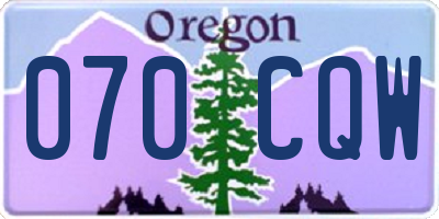 OR license plate 070CQW