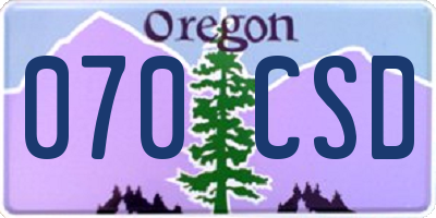 OR license plate 070CSD