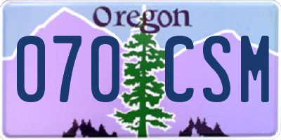 OR license plate 070CSM