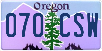OR license plate 070CSW