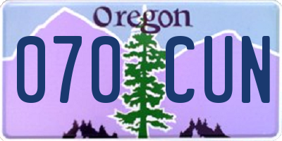 OR license plate 070CUN