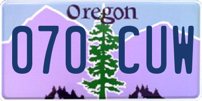 OR license plate 070CUW